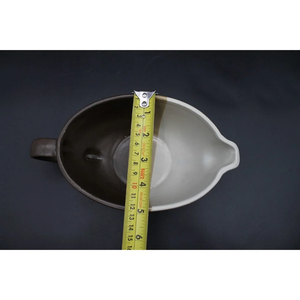 McCoy Pottery Gravy Boat Brown Tan Glaze Stripe Vintage USA